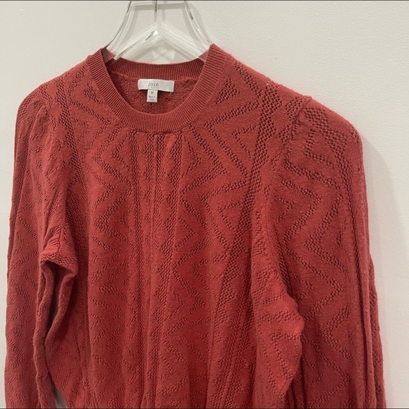 Joie Jaede Pointelle Cotton Cashmere Sweater in Desert Spice Size Medium - Picture 5 of 11